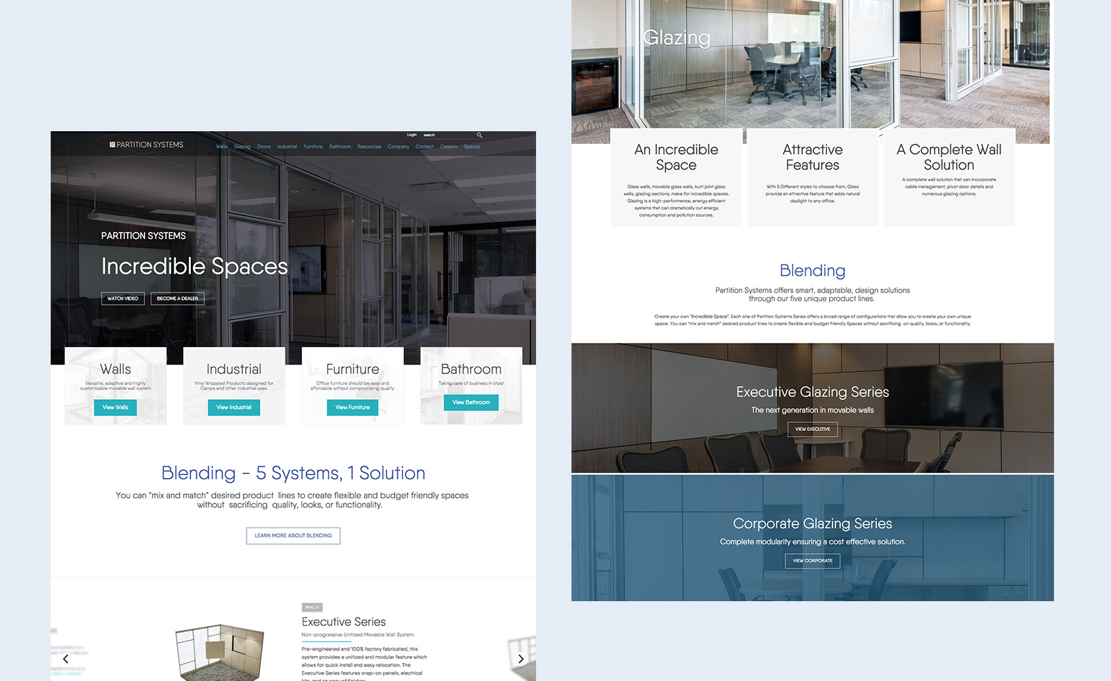 Partition Systems Website Mockup