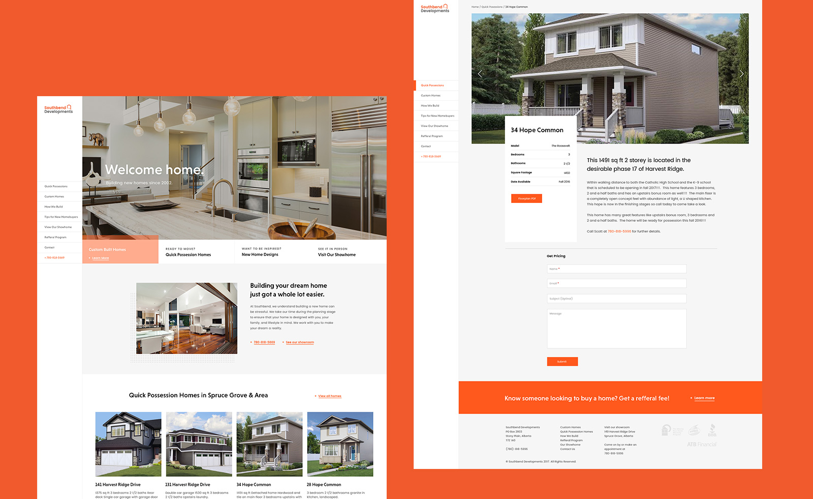 Southbend Developments Website Mockup